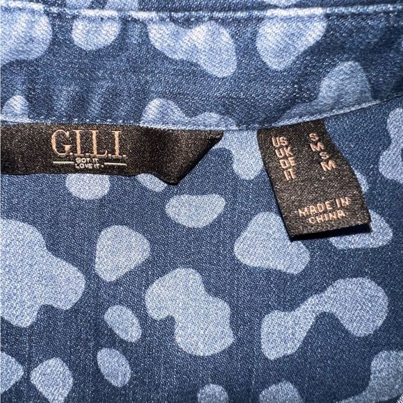 G.I.L.I. Cheetah Print Denim Button Front Shirt Small - Picture 5 of 10
